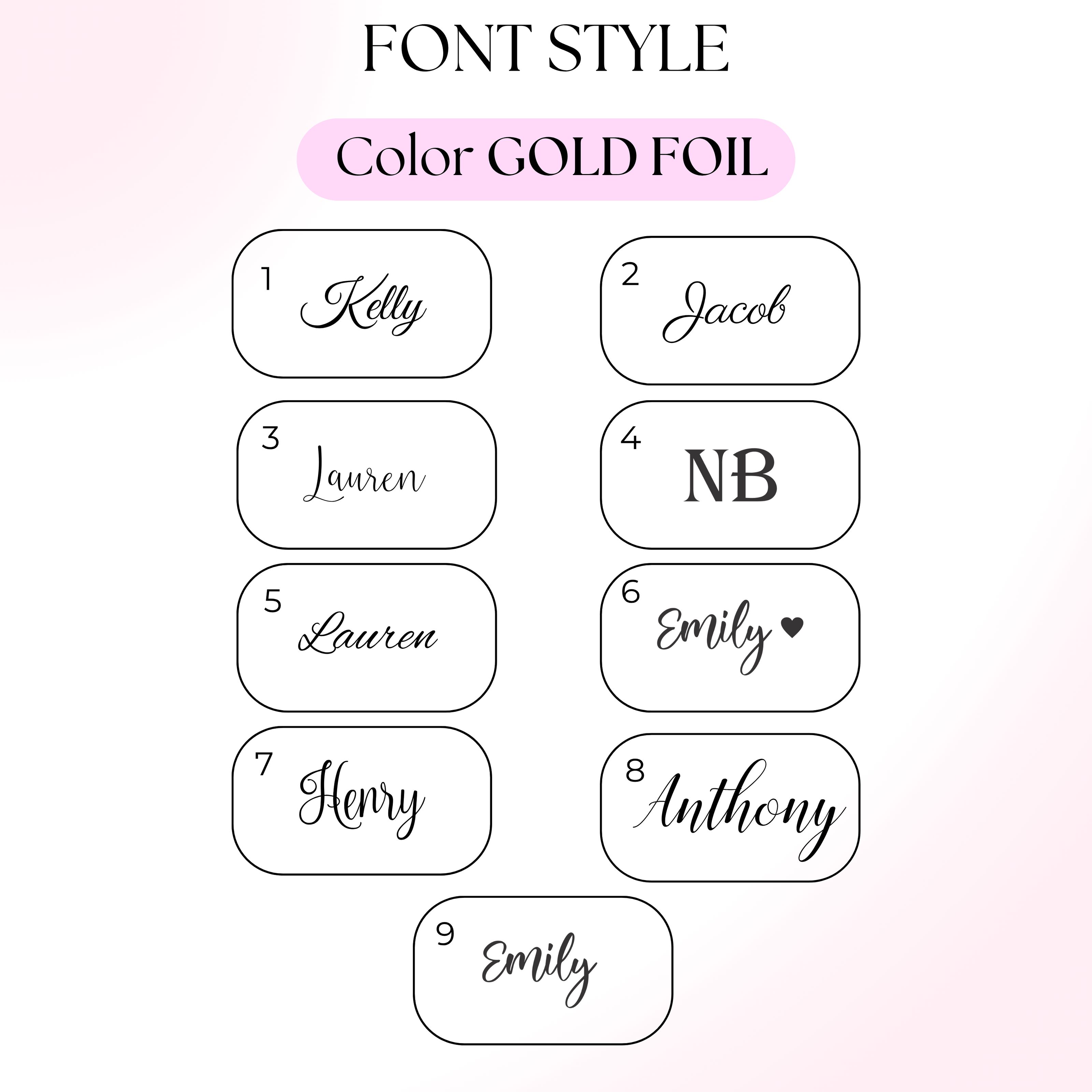 Makeup bag personalization options fonts and name preview