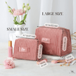 Set of quilted makeup bags in pink color cosmetic pouches