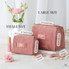 Set of quilted makeup bags in pink color cosmetic pouches