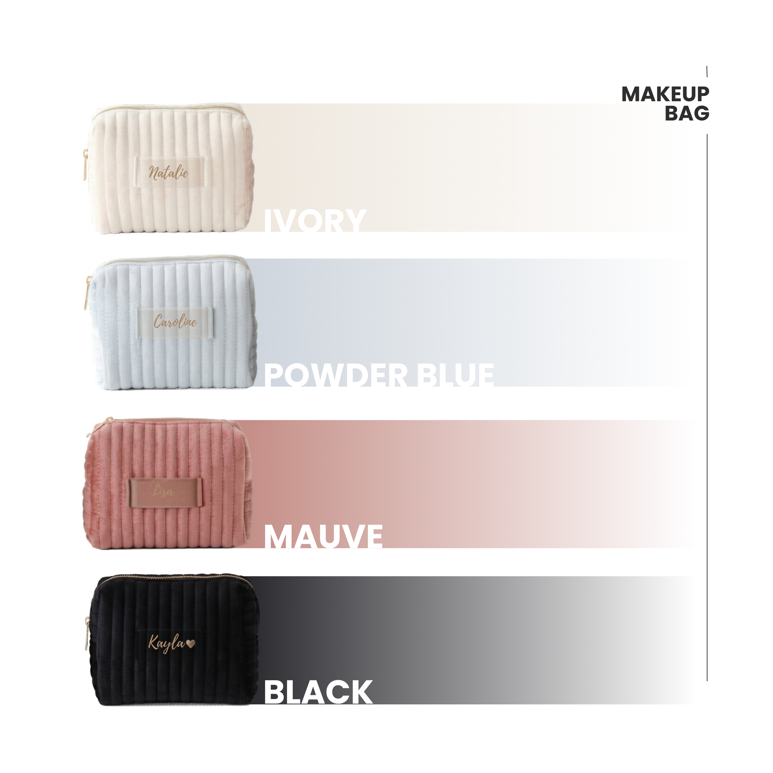 Personalized Velvet Makeup Bag | Custom Cosmetic Pouch for Bridesmaids