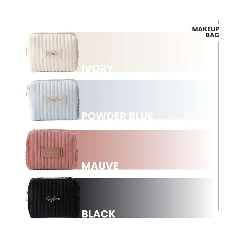 Personalized Velvet Makeup Bag | Custom Cosmetic Pouch for Bridesmaids