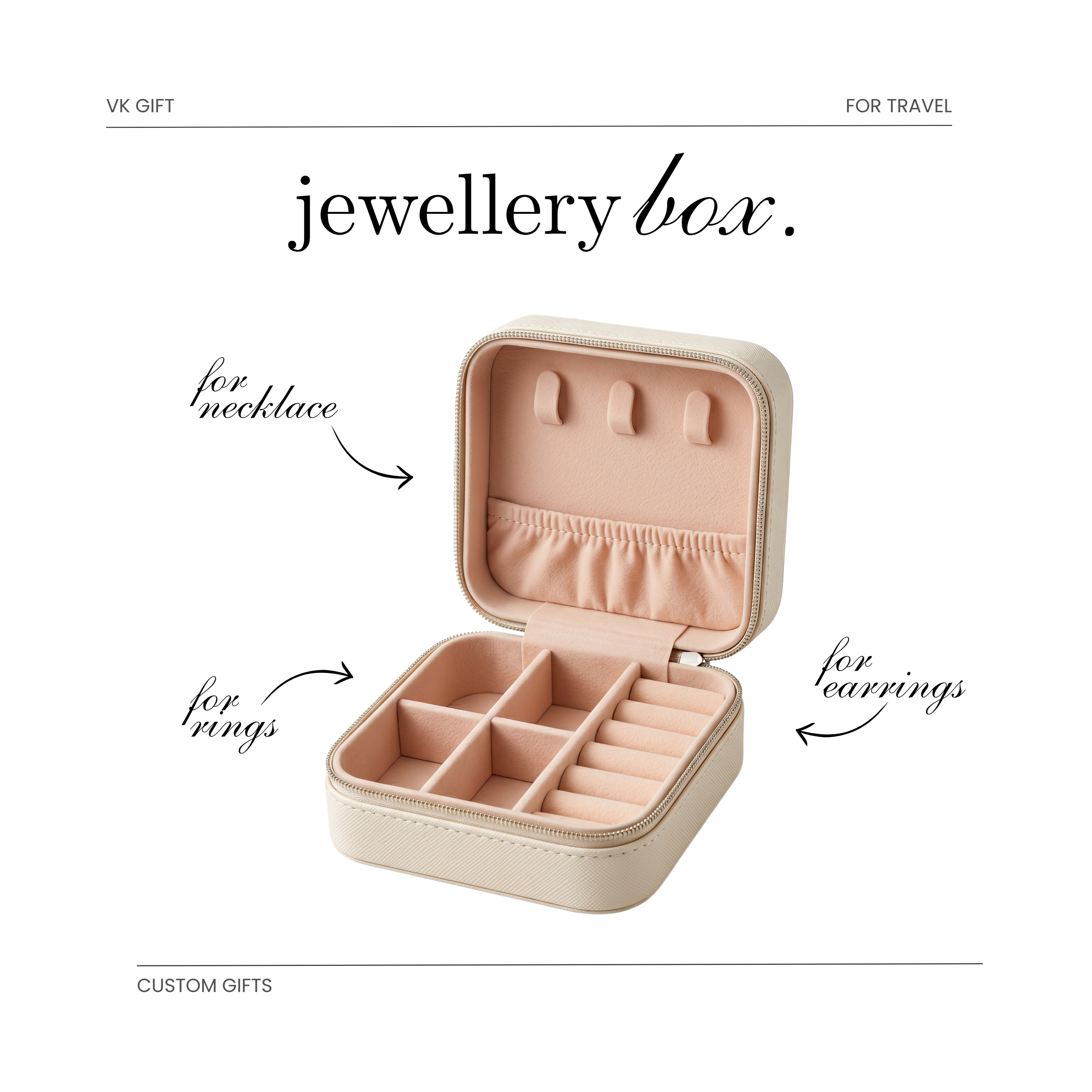 Personalized Birth Flower Jewelry Box | Custom Travel Jewelry Case Gift