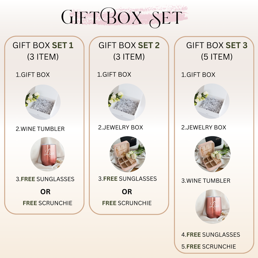 Bridesmaid gift box with tumbler contents included items overview