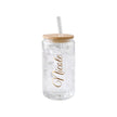 Personalized Frosted Glass Tumbler with Lid | Custom Iced Coffee Cup