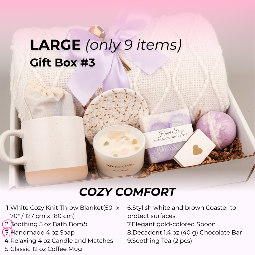 Gift box with blanket styled for cozy home self care routine