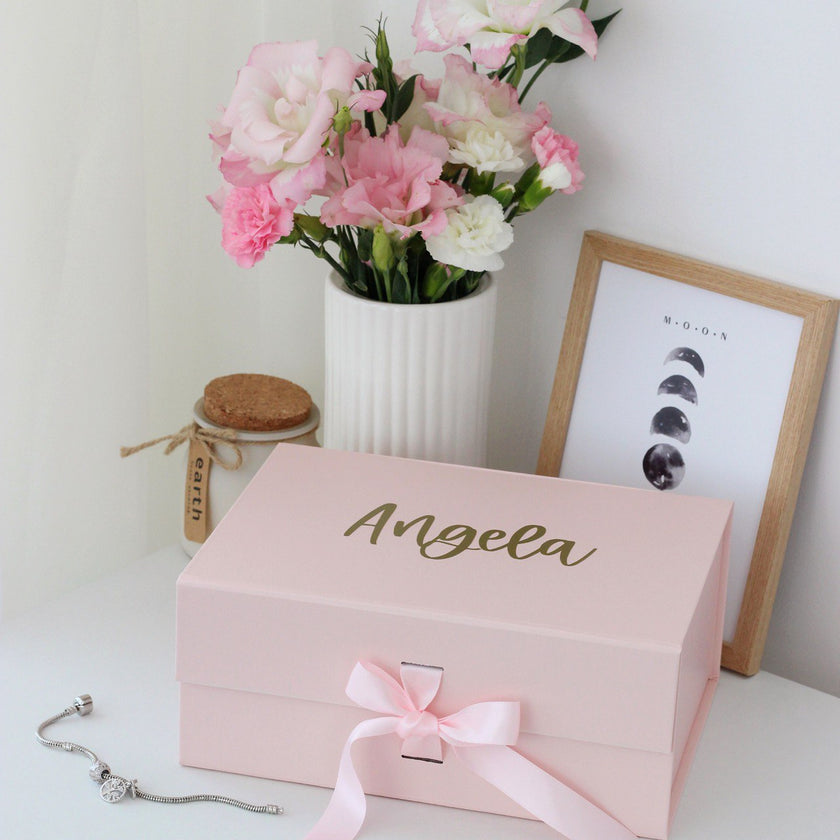 Large Personalized Magnetic Gift Box with Ribbon | Luxury Keepsake Box
