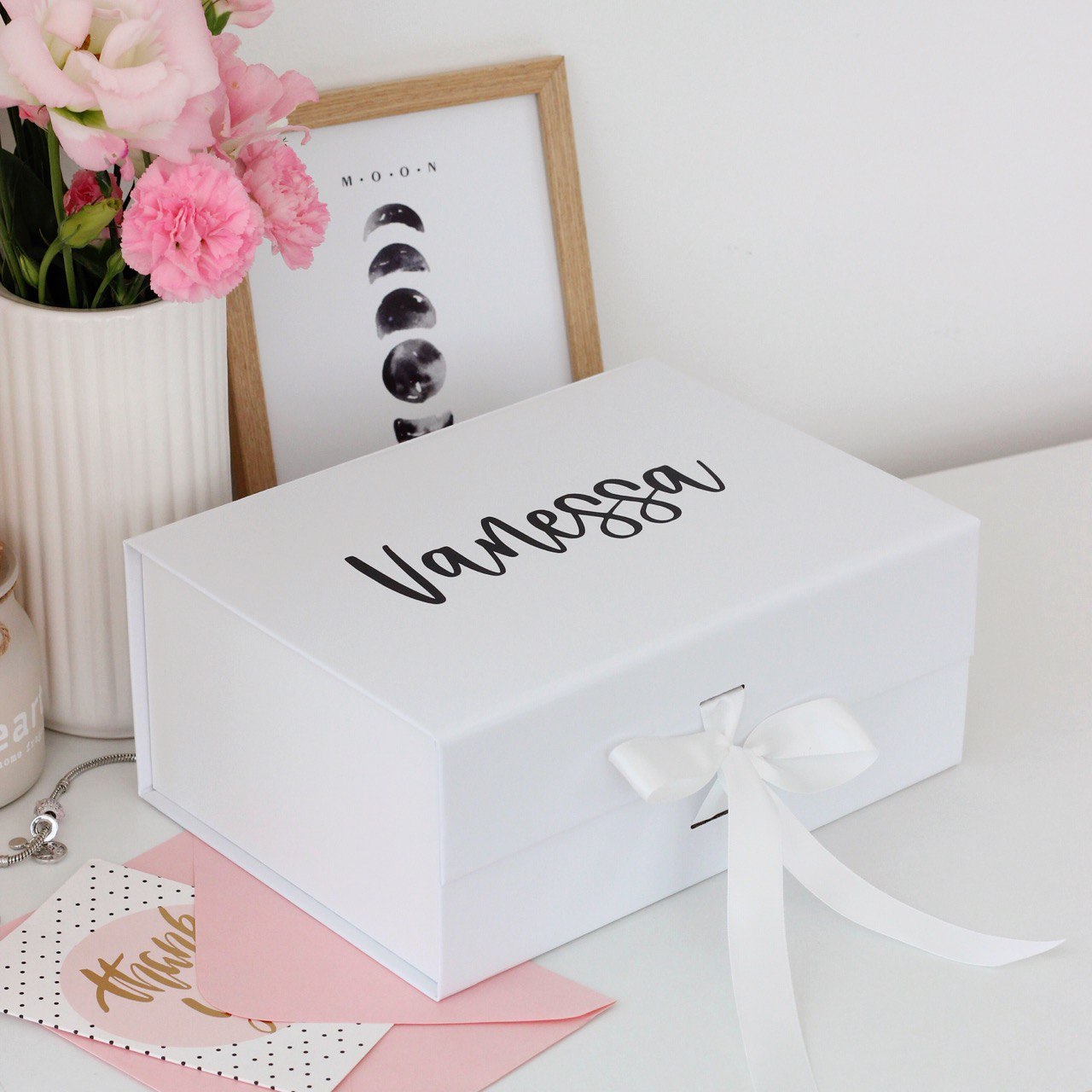 Personalized White Gift Box – Custom Logo or Text Engraving