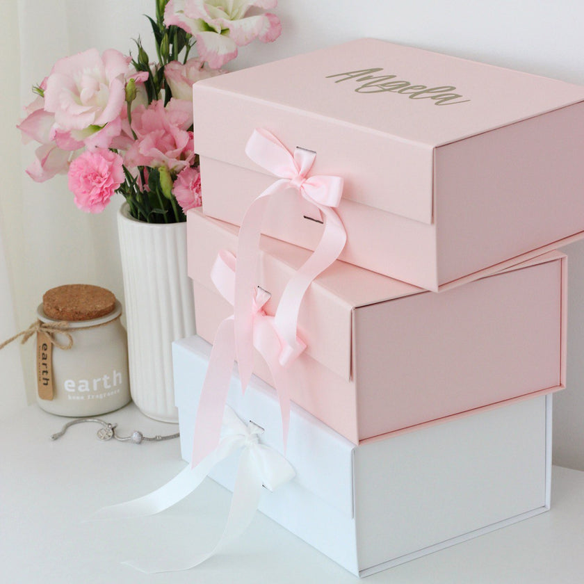 Large Personalized Magnetic Gift Box with Ribbon | Luxury Keepsake Box