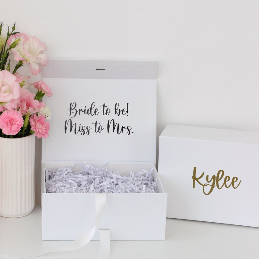 Personalized White Gift Box – Custom Logo or Text Engraving
