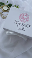 Gift box with ribbon interior empty packaging presentation