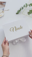 Bridesmaid proposal box with tumbler aesthetic gift arrangement