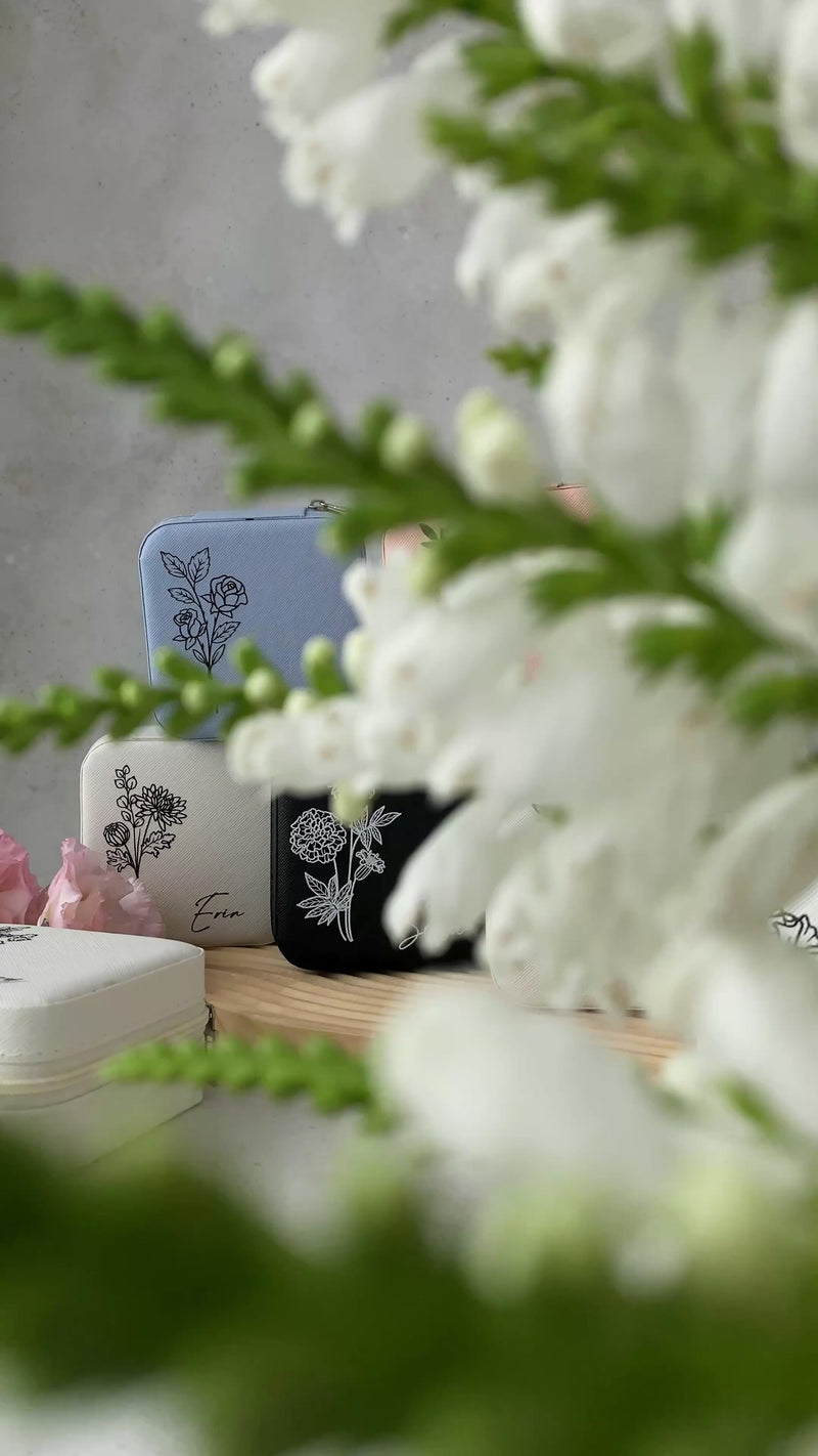 Jewelry box styled with flowers personalized gift presentation