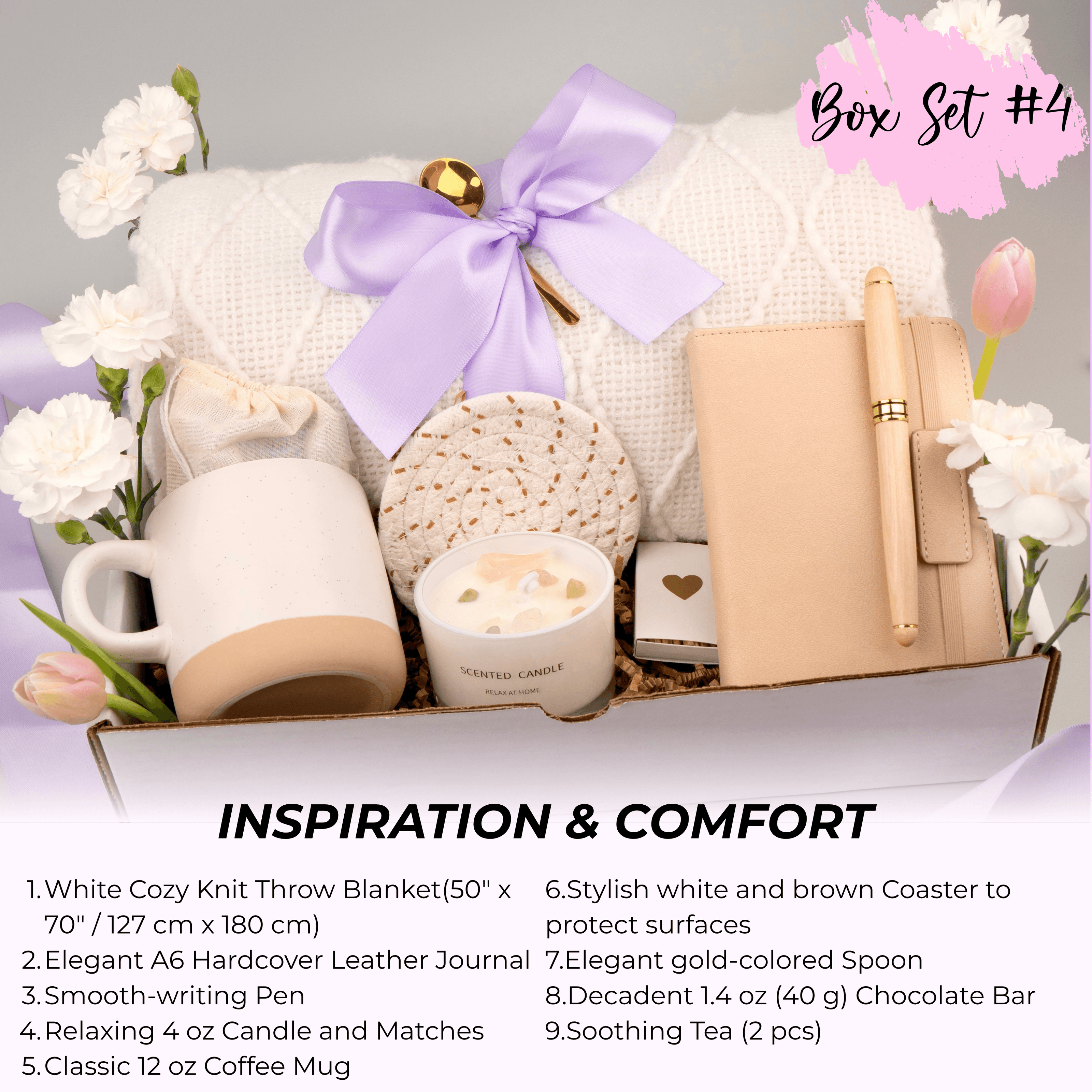 Self care gift box with blanket and cozy accessories for relaxation