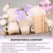 Self care gift box with blanket and cozy accessories for relaxation