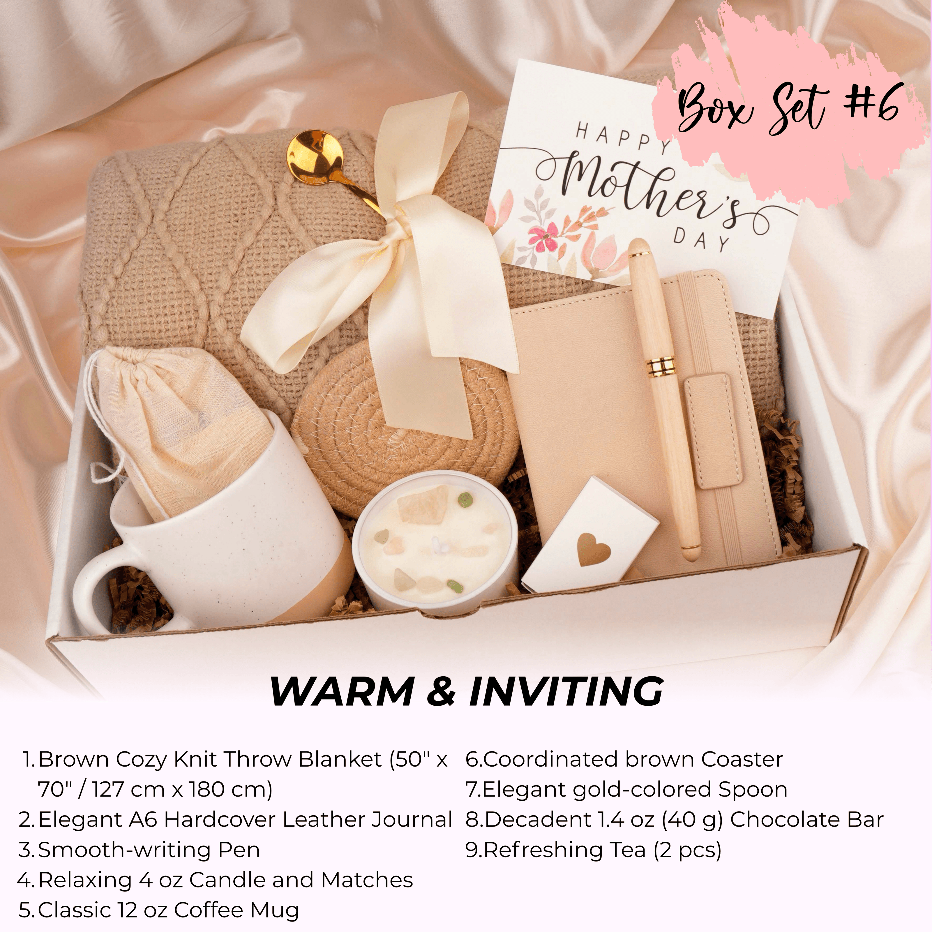 Relaxing self care gift set with blanket and cozy essentials