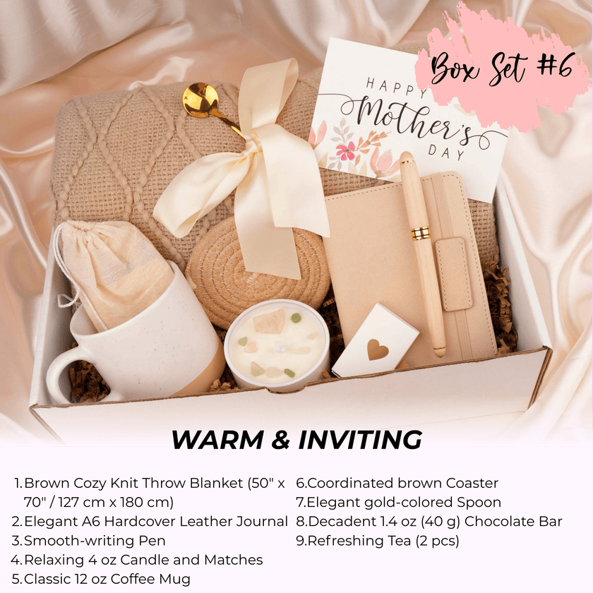 Relaxing self care gift set with blanket and cozy essentials