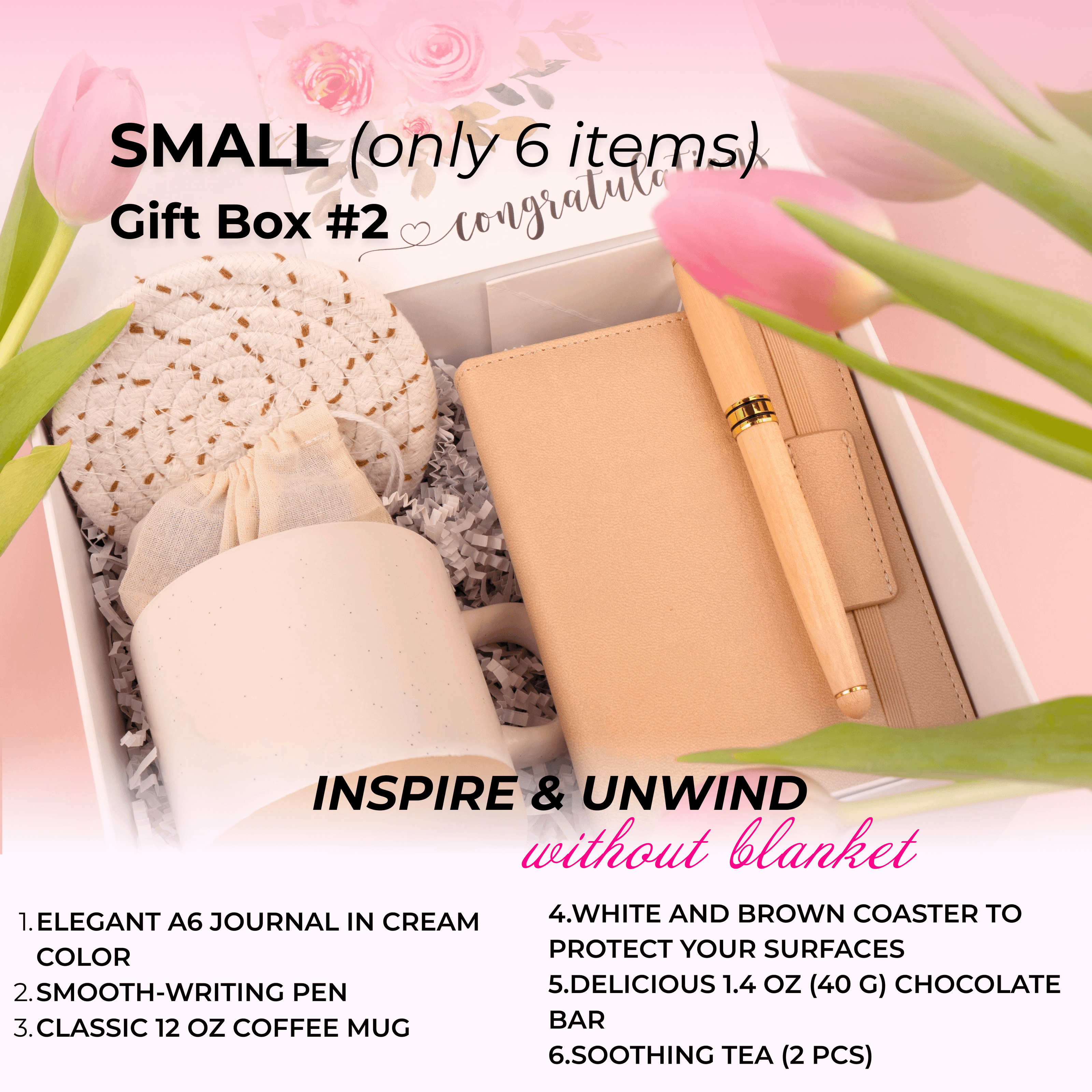 Hygge comfort gift box with journal and aesthetic self care items
