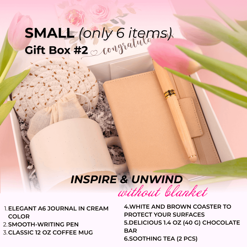 Hygge comfort gift box with journal and aesthetic self care items