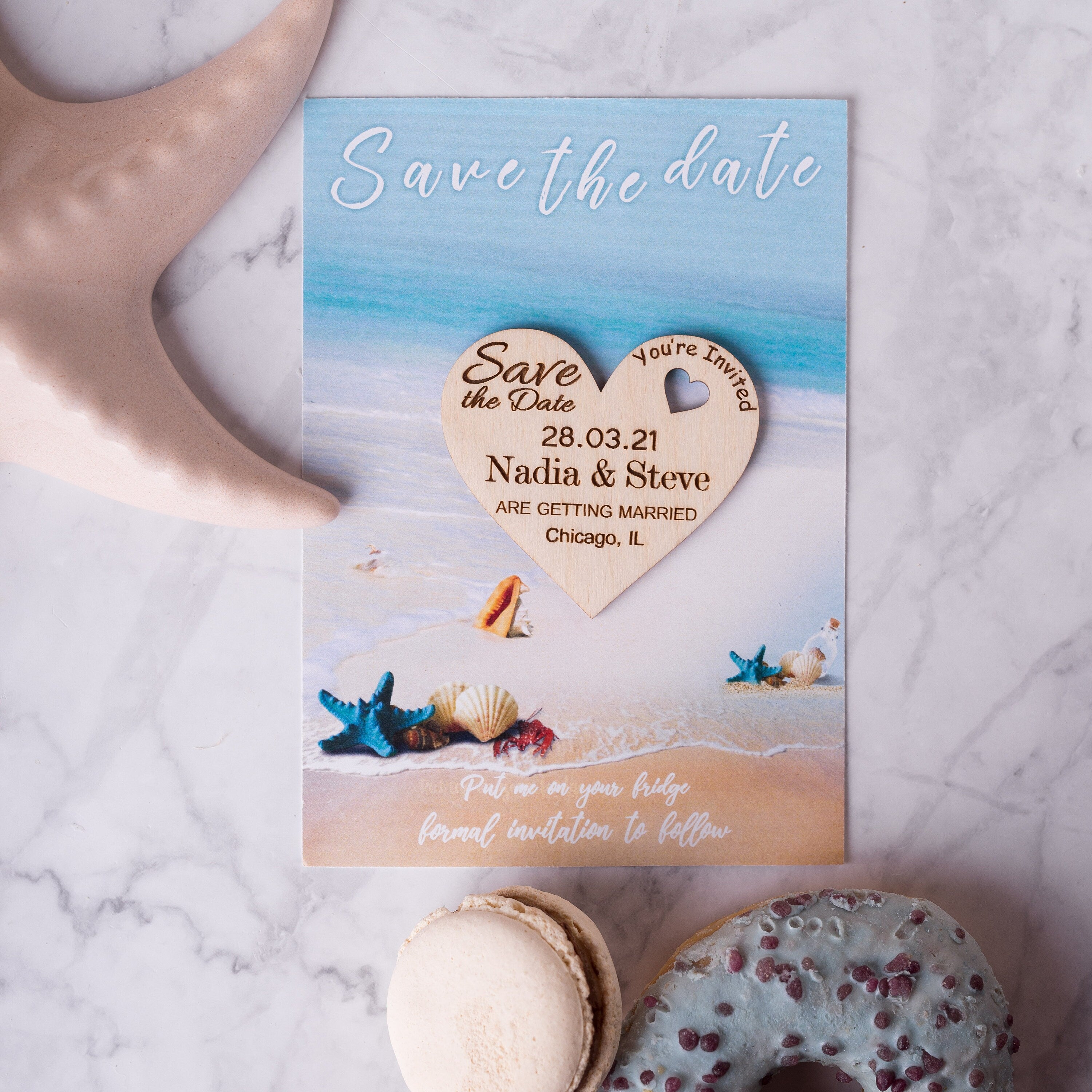 Save the date with heart Engraved