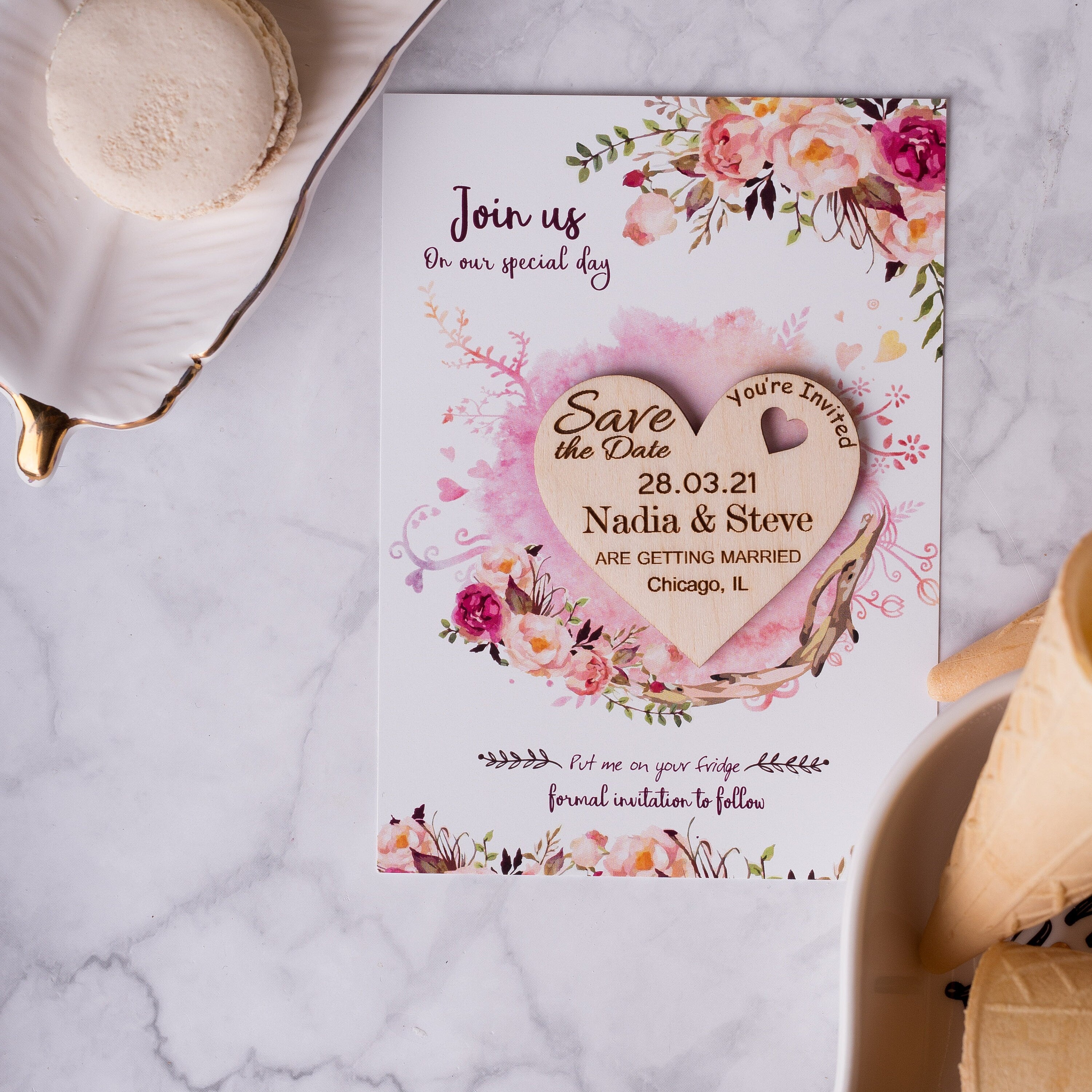 Save the date with heart Engraved