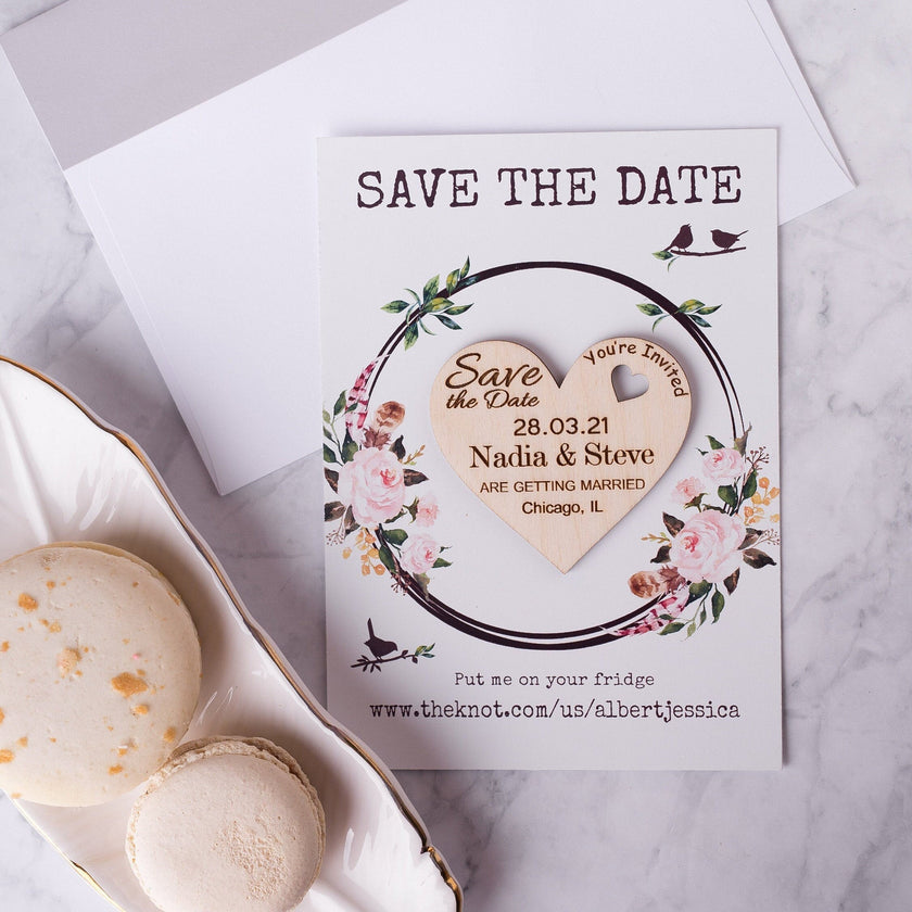 Save the date with heart Engraved
