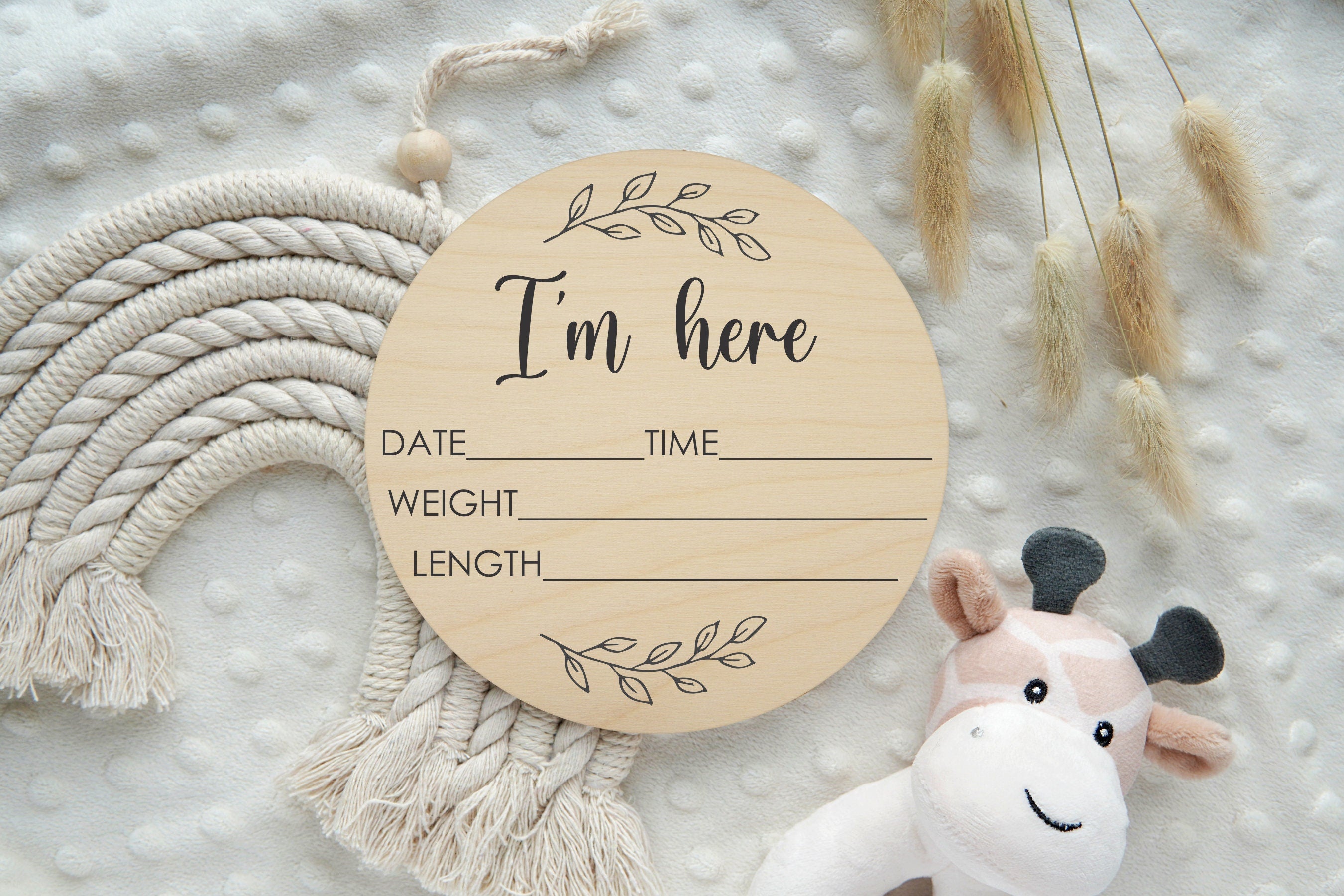 I'm here Birth Stats Sign